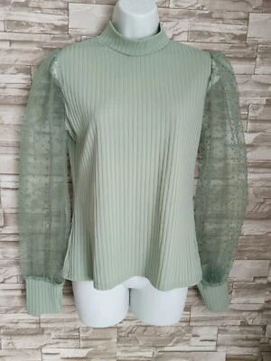  Womens Sheer   Blouse  Pullover Top Size M Fit Size 10-12 Uk Lace Sleeves  - Image 1 of 4