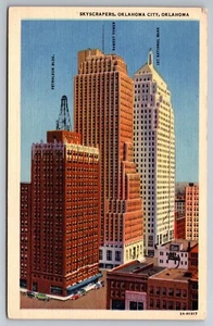 Oklahoma City OK Skyscrapers 1st Natl Bank, Petroleum, Ramsey Tower Postcard 870 - Picture 1 of 2