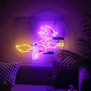 24"x20"Halloween Witch Neon Sign Light Man Cave Nightlight Party Windows Hanging - Picture 1 of 6