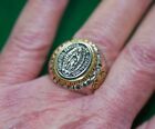Vintage Duży pierścionek Dziewica Mary Nuestra Señora De Guadalupe srebro szterlingowe rozmiar 10