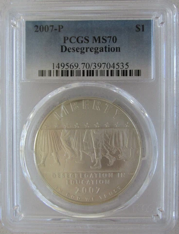 2007-P S$1 Desegragation (1957) Commemorative-Dollar PCGS MS70 Top-Pop R3 Cover