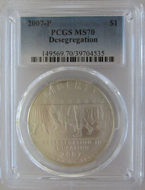 :2007-P S$1 Desegragation (1957) Commemorative-Dollar PCGS MS70 Top-Pop R3 - Image 1 of 3