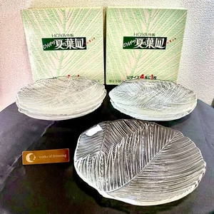 Juego de 2 cajas de 3 piezas cada una de colección platos de vidrio Japón vajilla hoja texturizada transparente - Imagen 1 de 14