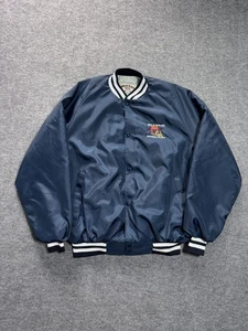 Vtg Westark USA Satin Bomber Jacket Dow Chemical GBO Pipeline Expansion Size L - Picture 1 of 8