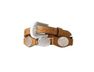 Nocona Western Belt Girls Floral Tabs Linked Conchos Engraved N4442402 - Picture 1 of 1