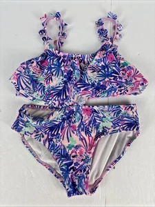 Unbranded Girls Mutli Color Floral Pattern Two Piece Swimsuit - Picture 1 of 3