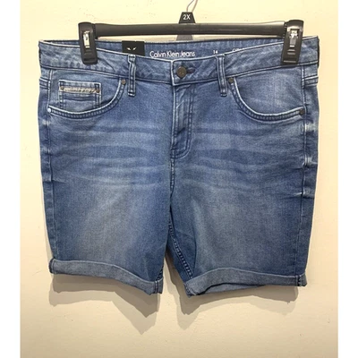 NWT Calvin Klein Jeans Medium Blue City Short Denim Shorts Size Large 14 34 x 8 - Image 1 of 4
