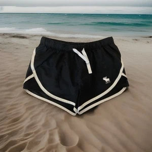 Abercrombie Kids Athletic Running Track Casual Lounge Shorts Size 7/8 Black W - Picture 1 of 17