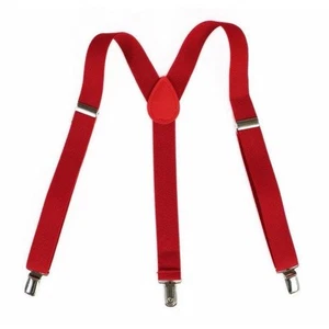 NEW Unisex Girls or Boys 3 - 8 Years Red Stretchy Elastic Clip On Suspenders - Picture 1 of 1