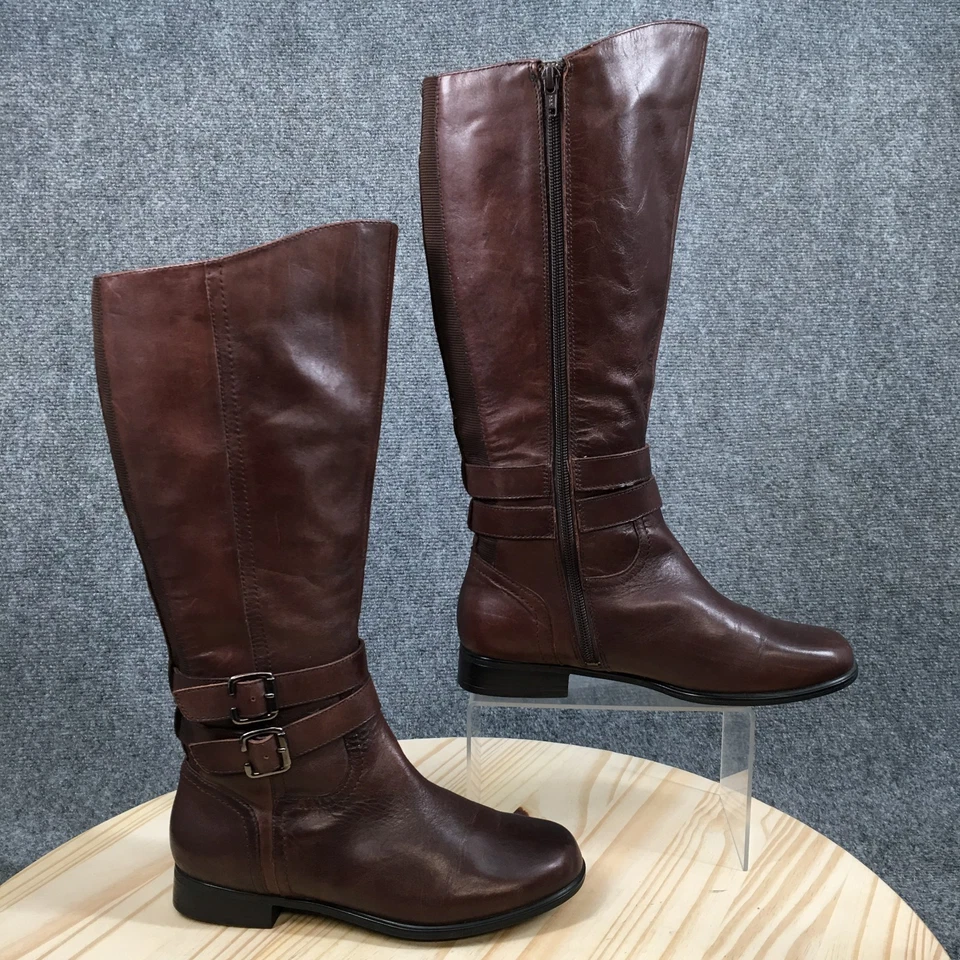 Botas de montar Hush Puppies para mujer 7,5 W hasta la rodilla cremallera lateral cuero marrón Foto 1 de 4