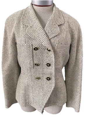 Blazer mujer vintage años 80 Carlisle doble botonadura pata de gallo 100 % seda talla 8 Foto 1 de 4