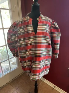 NWT Crown & Ivy Women’s Plus 4X Red Plaid Tunic Top Holiday Puff Sleeve $69.50 - Picture 1 of 8
