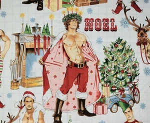 Hurry Down the Chimney Christmas Pinup Alexander Henry Cotton Fabric 30" inches - Picture 1 of 8