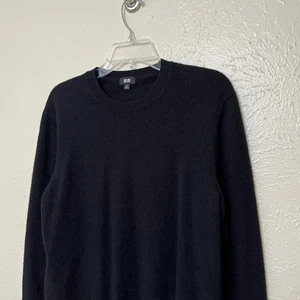 Uniqlo Maglione Uomo M Nero Cashmere Girocollo Manica Lunga Tinta Unita - Foto 1 di 15