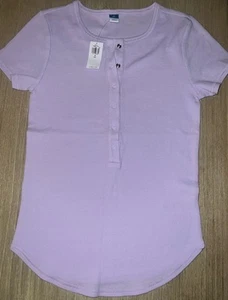 NWT Old Navy Short-Sleeve Waffle-Knit Henley Top Women’s XS Tall - Lavender NEW! - Picture 1 of 3