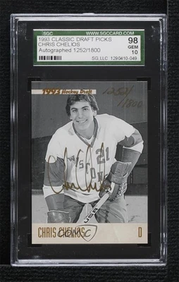 1993-94 Classic Draft Auto Gold /1800 Chris Chelios SGC 98 GEM 10 Auto HOF - Image 1 of 2
