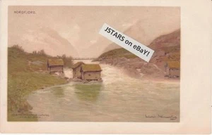 c. 1904 NORWAY, NORDFJORD CABINS SCENE POSTCARD UPBC - Picture 1 of 1