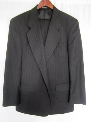 Traje de hombre Oleg Cassini 42R 38x27 lana a rayas negras Foto 1 de 4