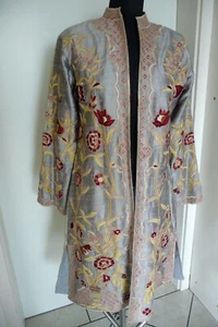 Princess Coat, Roh-Seide, Größe M, grau, handbestickt - Bild 1 von 6