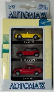 AUTOMAX 1/72 SCALE - SET OF 3x BMW Z8 MINI COOPER & BMW M3 DIECAST MODELS BOXED - Picture 1 of 1