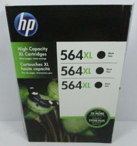 PAQUETE GENUINO DE 3 HP 564 XL Tinta Negra PHOTOSMART #557391 Caja Abierta - Imagen 1 de 5