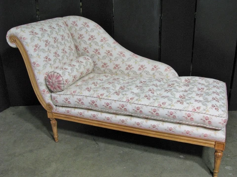 Schumacher Custom French Louis XVI 66" Chaise Long Fruitwood Finish; High End Cover
