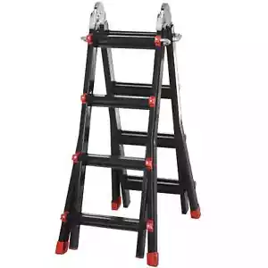Telescopic Ladder 4m Extendable Aluminium Anti-Slip Pedals Multi-Purpose Black - Picture 1 of 12