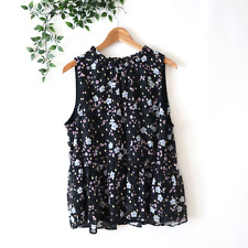 Ann Taylor LOFT Sleeveless Lined Black Floral Top Size XL Extra Large
