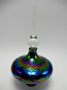 Vintage Vinci 1996 Iridescent Hand Blown Art Glass Perfume Bottle Signed Dated - Picture 1 of 12