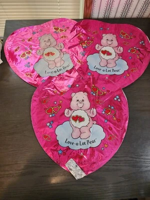 3 Vintage 1983 Care Bears Love A Lot Bear Foil Balloons - Image 1 of 4