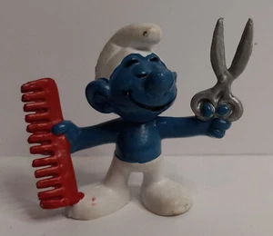 Vintage Smurfs Hairdresser Smurf Barber Figure 1979 PVC Schleich Peyo Hong Kong - Picture 1 of 5