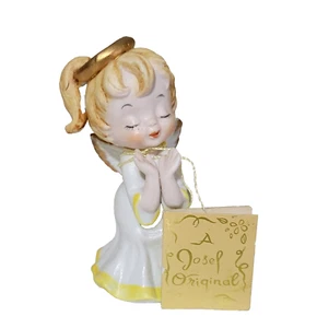 Vtg Josef Original Girl Angel Figurine Praying Porcelain with Card Taiwan 3.75" - Picture 1 of 7