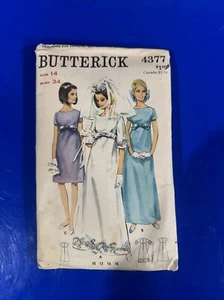 Vintage 1960’s Butterick 4377 Wedding Bridal Dress Gown Sewing. (B1) - Picture 1 of 7
