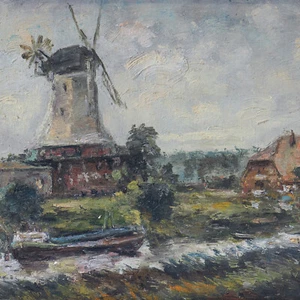 Philipp K. SEITZ (1901-1982) Ölgemälde "Mühle bei Bremen" & Lastkahn am Fluss - Picture 1 of 4