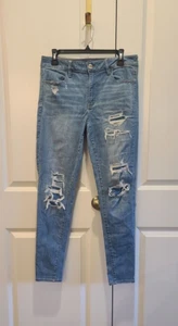 American Eagle Jeans Hi Rise Jegging Super Stretch Distressed Women’s Size 8 REG - Picture 1 of 16