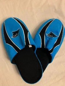 Carolina Panthers Pair of Cat Logo Slippers Team Logo TWO TONED House shoes L - Picture 1 of 3