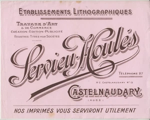 BUVARD GEANT  *ETABLISSEMENTS LITHOGRAPHIQUES SERVIEU-HOULES / CASTELNAUDARY* - Afbeelding 1 van 1