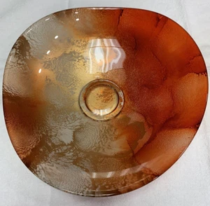 Hermosos cuencos poco profundos de vidrio artístico dorado y naranjas - Imagen 1 de 10