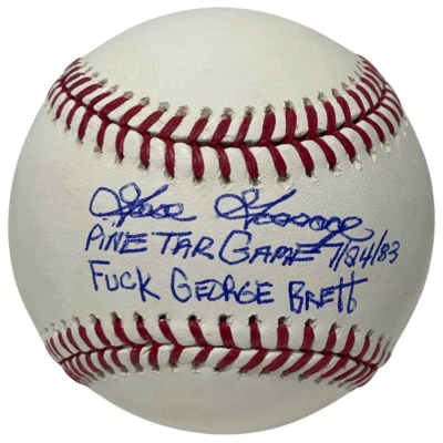 Goose Gossage Signed ROMLB Baseball w/ F**k Brett Pine Tar Beckett Wit BAS COA - Image 1 of 2