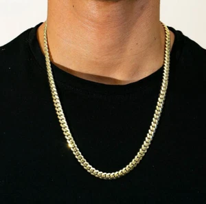 Cadenas de Titanium Chapada en Oro 14K Para Hombre Cadena Cubana Joyería Collar - Picture 1 of 11