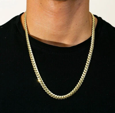 Cadenas de Titanium Chapada en Oro 14K Para Hombre Cadena Cubana Joyería Collar - Image 1 of 4