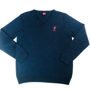 Liverpool Football Club L.F.C Mens Navy Blue Knit V-Neck jumper Size Large - Picture 1 of 12