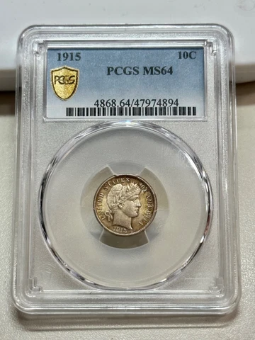 1915   BARBER DIME    PCGS  MS64   CHOICE UNCIRCULATED KEY TYPE COIN Cover