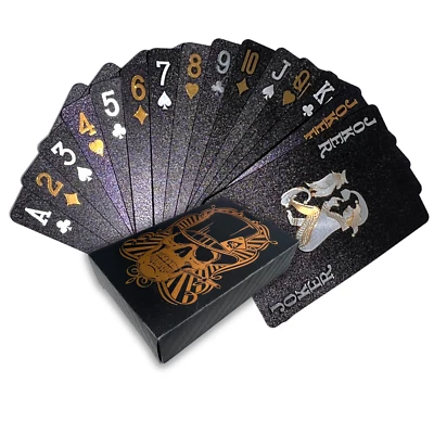 Shine Black Playing Cards with Gold/Silver Foil, Great for Poker, Games, Parties - Image 1 of 4