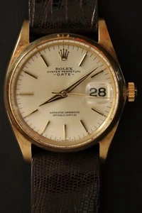 C 1960 ROLEX 14K Gold Oyster Perpetual Date Ref #1500 w/ cal 1560 Mvmt (RX-360) - Picture 1 of 10