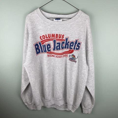Vintage 90s Columbus Blue Jackets NHL Crewneck Sweatshirt Made in USA Size Large Cover
