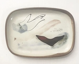Vintage Handmade Susana Espinosa Dove Bird Abstract Pottery Dish 1976 11” x 8” - Picture 1 of 3