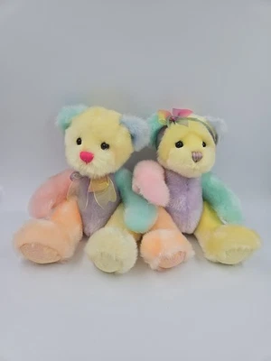 First & Main Sorbet Color Block Girl & Boy Teddy Bears Plush 12" Pastel Easter - Image 1 of 4
