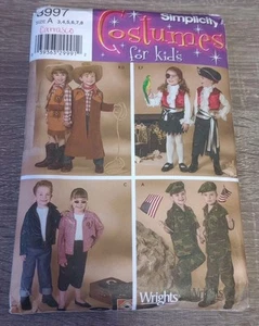 Simplicity 3997 Kostüme Kinder 3 4 5 6 7 8 Cowboy Girl Pirat 50er Rock Army - Cut - Bild 1 von 2