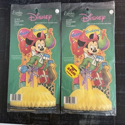Vtg Minnie Mouse Happy Birthday Party Centerpiece Honeycomb Disney Tissue Set 2 - Image 1 of 3